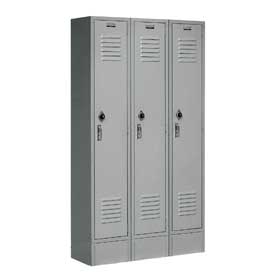 Single Tier Paramount Locker with 3 Door Assembled - Gray - 12 x 18 x 72 in.