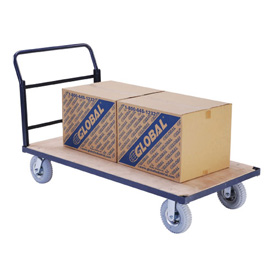 Picture of Global Industrial 241715 60 x 30 in. Steel Bound Wood Deck Platform Truck with 8 in. Pneumatic Casters&#44; Blue - Capacity 1200 lbs