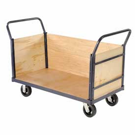 Picture of Global Industrial 241506 60 x 30 in. Euro Truck with 3 Wood Sides & Deck&#44; Blue - Capacity 2000 lbs