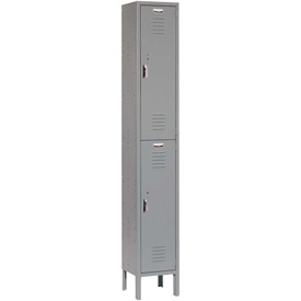 Global Industrial 652178GY 12 x 18 x 36 in. Double Tier Paramount Locker with 2 Door Assembled, Gray