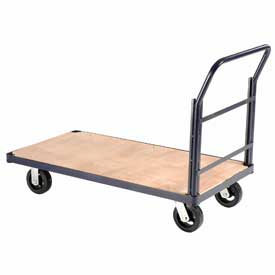Picture of Global Industrial 241713 60 x 30 in. Steel Bound Wood Deck Platform Truck with 8 in. Rubber Casters&#44; Blue - Capacity 2400 lbs