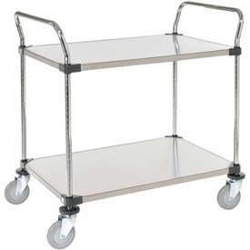 Picture of Global Industrial 184287 48 x 24 in. Stainless Steel Utility Cart with 2 Shelves&#44; Chrome