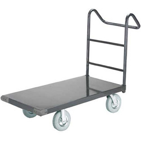 Global Industrial 952113E 48 x 30 in. Steel Deck Platform Truck for 5 in. Rubber Casters with Ergo Handle, Gray - Capacity 1400 lbs -  GLOBAL INDUSTRIES