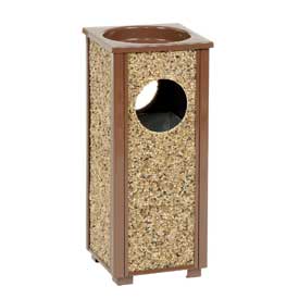 10.25 in. Square x 24 in. Stone Panel Trash Sand Urn - Brown