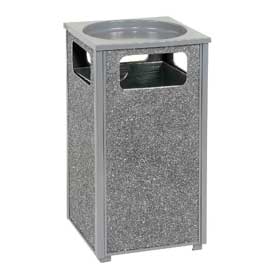 Global Industrial 238243GY 17.5 in. Square x 32 in. Stone Panel Trash Sand Urn, Gray
