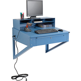 34 x 30 in. Shop Desk Wall Mount - Blue