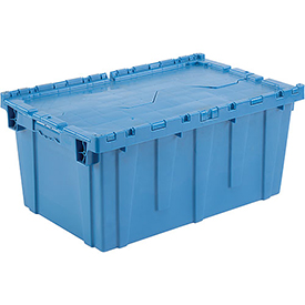 Plastic Shipping Container - Blue - 27.187 x 16.625 x 12.5 in. - Durable Hinged Lid