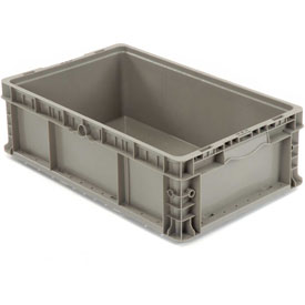 Solid Straight Wall Storage Container, 24 in L x 15 in W x 9-1/2 in H, Gray, Polyethylene