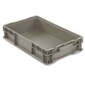 Solid Straight Wall Storage Container, 24 in L x 15 in W x 5 in H, Gray, Polyethylene