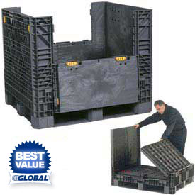 BC3230-34 32 x 30 x 34 in. Plastic Folding Bulk Shipping Container, Black - Capacity 1800 lbs