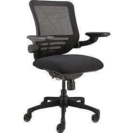 Global Industrial SL-D5B-BK Multifunction Ergonomic Office Chair with Arms Fabric - Black