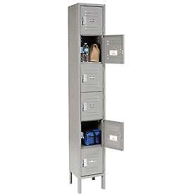 Six Tier Infinity Locker with 6 Door Assembled - Gray - 12 x 15 x 12 in.