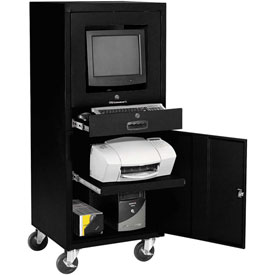 Mobile Security Computer Cabinet, Black, 24-1/2W x 22-1/2D x 60-3/8H