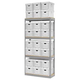 Record Storage Open with Boxes - Gray - 42 x 15 x 84 in.