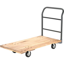 Global Industrial 952503 54 x 27 in. Hardwood Deck Platform Truck with 5 in. Rubber Casters - Capacity 1400 lbs -  GLOBAL INDUSTRIES