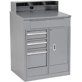 Shop Desk with 4 Drawers & Cabinet - Gray