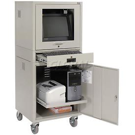 Mobile Security Computer Cabinet, Gray, 24-1/2W x 22-1/2D x 60-3/8H