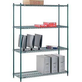 Nexel Poly-Z-Brite Wire Shelving - Green - 54 x 18 x 74 in.