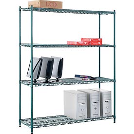 Global Industrial 18607G 60 x 18 x 74 in. Nexel Poly-Z-Brite Wire Shelving, Green