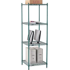 Nexel Poly-Z-Brite Wire Shelving - Green - 24 x 24 x 74 in.