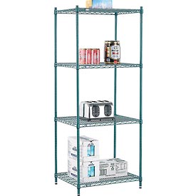 30 x 24 x 74 in. Nexel Poly-Z-Brite Wire Shelving, Green