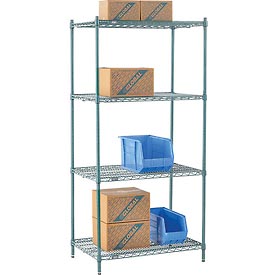 Nexel Poly-Z-Brite Wire Shelving - Green - 36 x 24 x 74 in.