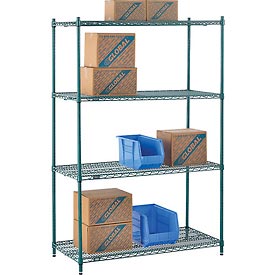 Nexel Poly-Z-Brite Wire Shelving - Green - 48 x 24 x 74 in.