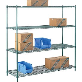 Nexel Poly-Z-Brite Wire Shelving - Green - 72 x 24 x 74 in.