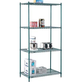 Nexel Poly-Z-Brite Wire Shelving - Green - 42 x 24 x 86 in.