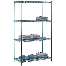 Nexel Poly-Z-Brite Wire Shelving - Green - 48 x 24 x 86 in.