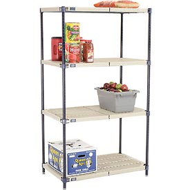Global Industrial PM18366N 36 x 18 x 63 in. Vented Plastic Shelving with Nexelon Finish, Beige & Blue
