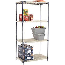 Global Industrial PM18367N 36 x 18 x 74 in. Vented Plastic Shelving with Nexelon Finish, Beige & Blue