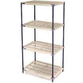 72 x 18 x 74 in. Vented Plastic Shelving with Nexelon Finish - Beige & Blue