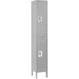 Double Tier Infinity Metal Locker with 2 Door Ready to Assemble - Gray