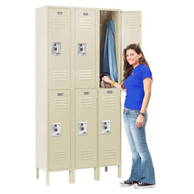 Double Tier Infinity Locker with 6 Door Ready to Assemble - Tan