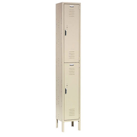 Double Tier Paramount Locker with 2 Door Ready to Assemble - Tan - 12 x 15 x 36 in.