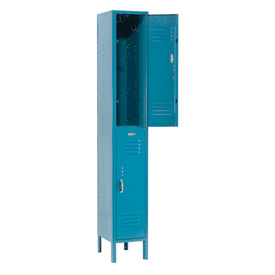 Global Industrial 652078BL 12 x 18 x 36 in. Double Tier Paramount Locker with 2 Door Ready to Assemble, Blue