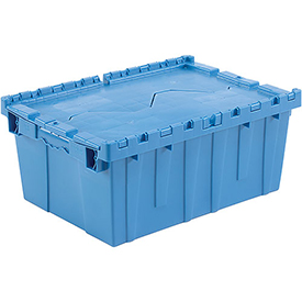 Plastic Shipping Container - Blue - 21.875 x 15.25 x 9.687 in. - Durable Hinged Lid