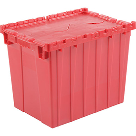 21.875 x 15.25 x 17.25 in. Plastic Storage Totes with Shipping Hinged Lid - Red