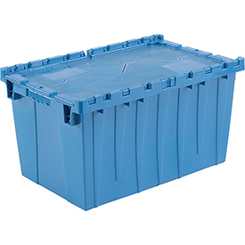 Plastic Shipping Container - Blue - 25.25 x 16.25 x 13.75 in. - Durable Hinged Lid