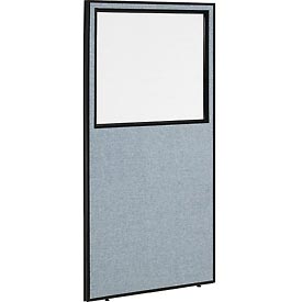 36.25 x 72 in. Office Partition Panel with Partial Window - Blue