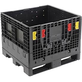 BC3230-25 32 x 30 x 25 in. Plastic Folding Bulk Shipping Container, Black - Capacity 1800 lbs
