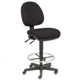 Global Industrial 808659BK 360 Degree Fabric Footrest Office Stool, Black