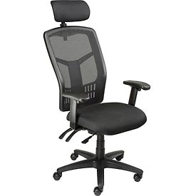 Global Industrial 248623H Multifunction Mesh Office Chair with Arms & Headrest Fabric - Black