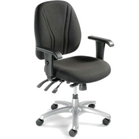 Global Industrial 506575BK Multifunctional Office Chair with Arms Fabric Mid Back & Black Seat Silver Base -  GLOBAL INDUSTRIES