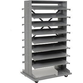 Mobile Double Sided Bin Rack without Bins - Gray