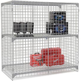 Wire Mesh Security Cage with Ventilated Locker - Gray - 72 x 36 x 72 in.