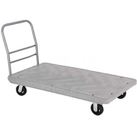 Global Industrial PE360-R6 60 x 30 in. Structural Foam Plastic Deck Platform Truck with 4 Wheels, Gray - Capacity 2000 lbs