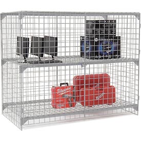 Wire Mesh Security Cage with Ventilated Locker - Gray - 72 x 24 x 60 in.