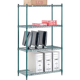 Global Industrial 18366G 36 x 18 x 63 in. Nexel Poly-Z-Brite Wire Shelving, Green